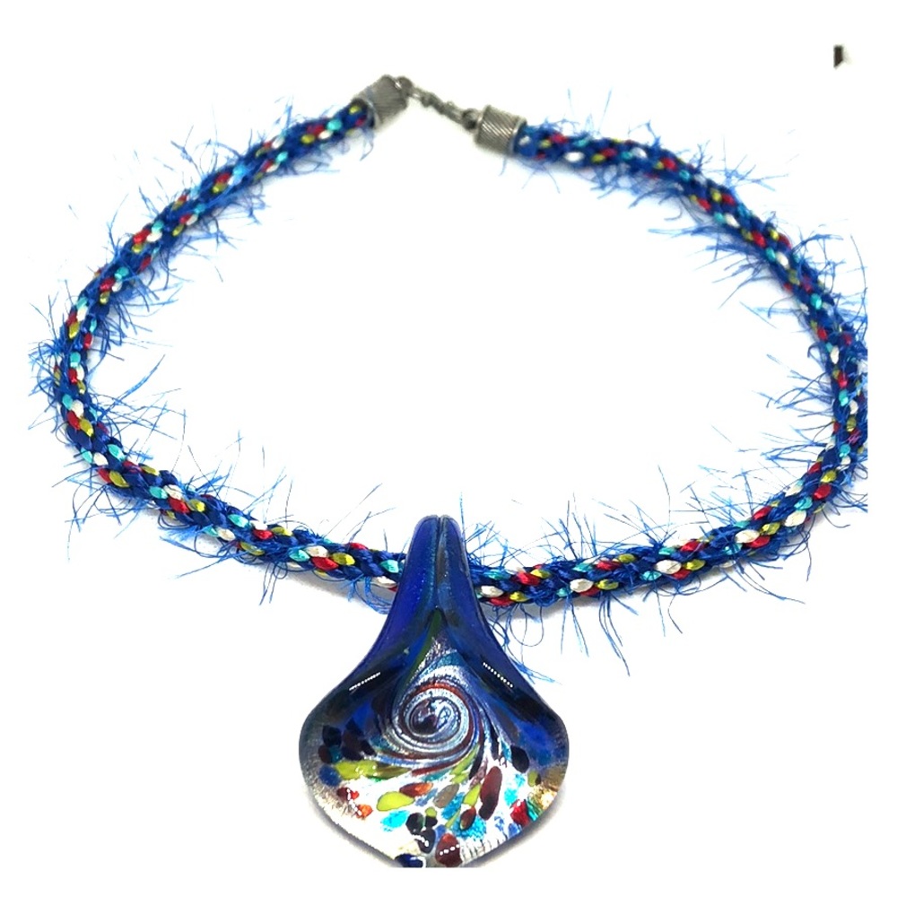 Handmade Multicolor confetti glass necklace